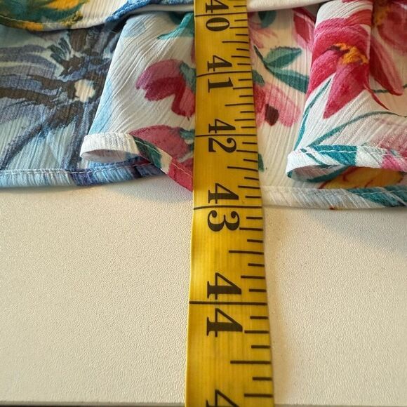 Calvin Klein White Floral Print Faux Wrap Flutter Slv Dress Sz 4 Fairycore - Picture 14 of 14